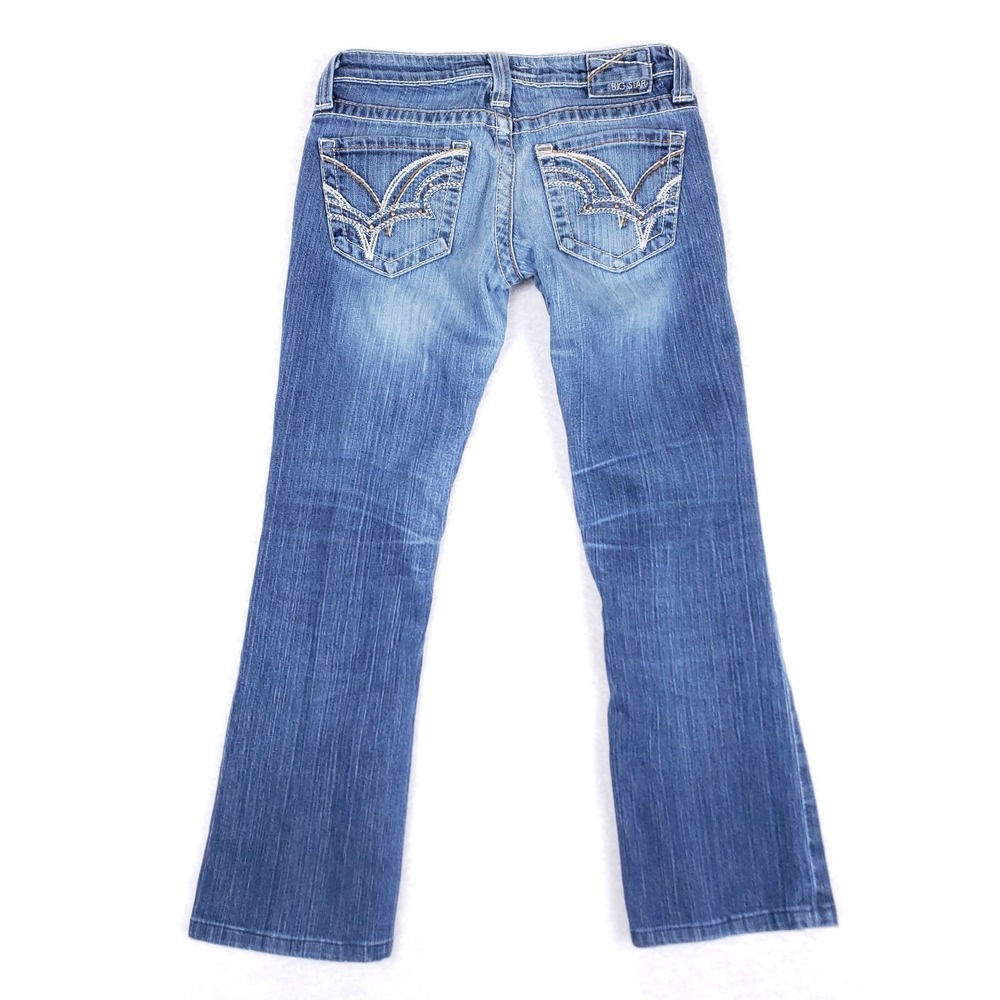 Big Star Jeans Sweet Boot Ultra Low Rise 26L Blue Embroidered Y2K Boho Chic - Picture 10 of 12